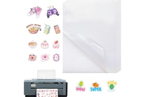KIKVTER Carta Adesiva per Stampante, 20 Fogli Adesivi A4 Stampabili, Carta adesiva Trasparente per Stampante, Stampa Adesivi per Stampanti laser E A Getto D'inchiostro, Asciugatura Rapida