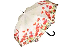 VON LILIENFELD® Parapluie Canne Grand Robuste Ouverture Automatique Floral Coquelicots