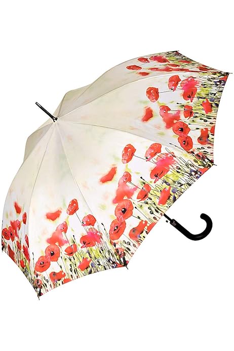 Paraguas Automático Grande Con Diseño De Jardín De Rosas - 100 Cm De Diámetro, Doble Capa, Resistente Al Viento