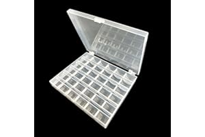 DSZEMIE 36 Slots Bobbin Case, Clear Empty Embroidery Thread Organiser Sewing Box Traveler Kits for Adults UK Cotton Reel Bobbin Storage Without Bobbins for Sewing Machine (Clear)