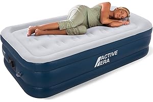 Active Era Premium Single Inflatable Mattress | Airbed for Home with Built-In Pump | 3 Min Self Inflating Blow Up Bed | Flocked Surface & Puncture Resistant Air Bed for Guests & Camping 188x99x36.5cm