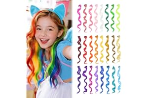 Dreamlover Extensiones de Cabello de Colores para Niños, Extensiones con Clip de Arcoíris para Niñas, 24 Piezas
