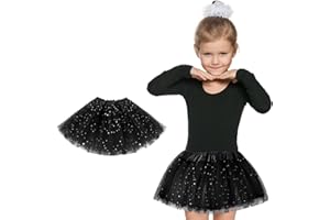 NHQZ Jupe Tulle Fille,Jupe Paillette Femme,Tutu Fille,Jupe Tutu Noir,Tutu Ballet enfant fille,Tutu Enfant,Tutu Jupe Étoile,Fantaisie Robe De Fête d'anniversaire,pour Filles de 3 à 8 Ans