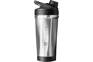 VOLTRX ChillMix Botella Shaker de Acero Inoxidable Aislado - Licuadora Eléctrica para Batidos de Proteína Cargable por USB-C, Vasos Shaker para Batidos de Proteína y Sustitutos de Comida, 16 oz