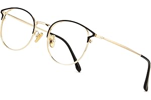 Cyxus Cateye Blue Light Blocking Computer Eyeglasses, Anti Headache Eyestrain for Women and Men Kids (Black Gold)