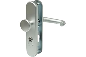 BUDDY4HOME HOUSE ACCESSOIRES Tür-Schutzbeschlag Lyon Feuerschutz Profilzylinder Wohnungs-Eingangstür Langschild Tür 72mm Aluminium F2 Wechselgarnitur mit Ziehschutz Zylinderschutz rund, Aluminium, Silber F1