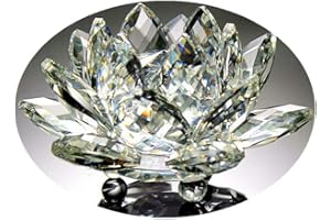 TYGJB Fine Quartz Cristal Verre Fleur De Lotus Pierres Naturelles et Minéraux Feng Shui Sphères Cristaux Fleurs pour Souvenirs De Mariage (Blanc)