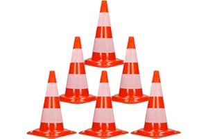 ECD Germany 6X Cono de Tráfico Obra Pieza de Señalización Emergencia Color Naranja y Blanco 47 cm de Altura en PVC Fuerte y Robusto Pilón de Seguridad con Rayas Reflectantes Flexible y Transportable