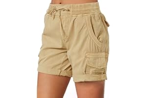 Imuedaen Damen Cargo Shorts Sommer Casual Kurze Hosen Bermuda Stoffhose Outdoorhose Strand Shorts mit Taschen