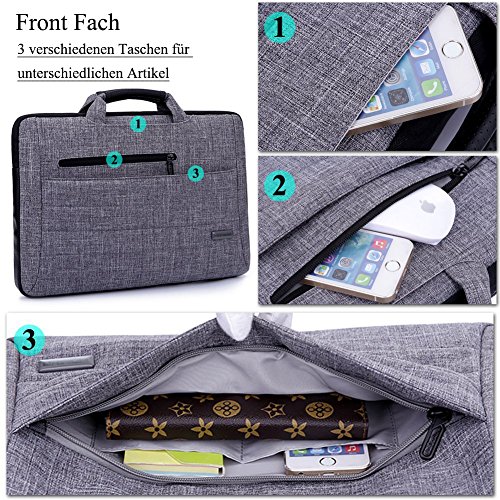BRINCH 15,6 Zoll Multifunktional Laptop Schutzhülle Portable Umhängetasche Messenger Bag mit Schulterriemen und Griffe Aktentasche für 15 – 15,6 Zoll Laptop / Notebook / MacBook / Ultrabook / Chromebook / Tablet Computers /Apple / Acer / Asus / Dell / Fujitsu / Lenovo / HP / Samsung / Sony / Toshiba, Grau - 3