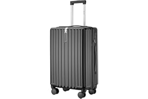 MGOB Valigia Media PC Valigia Rigida Espandibile Durevole Leggera con Blocco TSA e Ruote Spinner (24", Nero)