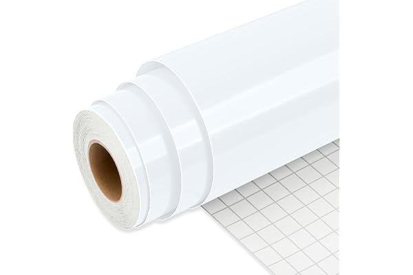 IModeur 25Ft vinyle adhésif Blanc - 30,5 x 762 cm Vinyle adhesivo permanent pour tasse, vinyle Cricut pour cadeau d'anniversaire, ornements de fête, décoration intérieure