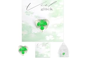 ZIDOLEY Regalo de buena suerte, trébol, amuleto de la suerte con tarjeta y bolsa de organza, trébol de cuatro hojas para mujeres, hombres, parejas, amigos, ángel de la guarda, regalo para ocasiones especiales