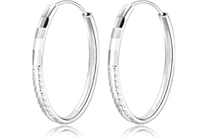 T400 Créoles en Argent 925 Boucles d'oreilles 3 mm Épaisseur Grand Bijoux Cadeaux pour Femmes Filles,Diamètre 25 35 45 55 65 mm