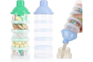 MANWETYE 2er-Pack 5-lagiger Babymilchpulverspender, tragbarer Formelspender, Milchpulvertöpfe, Behälter, Snack-Aufbewahrungsbox für Reisen (blau + grün)