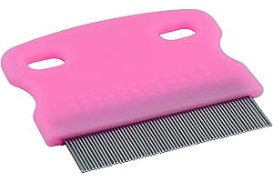 MELGO 1 Pcs Cat Combs, Flea Comb for Cats, Dogs,Lice Tear Stain Remover Combs Fine Tooth Grooming Removal Tool (Pink)