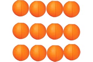 A Liittle Tree -12 PCs Round Paper Lanterns Wedding Party Christmas New Year (Orange, 14")