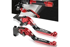 QJY-Motor Part-Store Adjustable Moto Leviers d'embrayage de Frein CNC pour Y.amaha Tmax 530 500 2008-2016 Tmax 530 SX DX 2017 2018 2019 TMAX 560 2020 (Rouge/Noir)