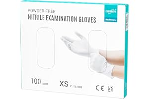 EUROPAPA® Rękawiczki jednorazowe z nitrylu, 100 sztuk, bezpudrowe, bezlateksowe rękawiczki do badań, niesterylne, białe