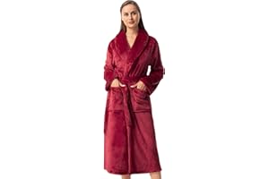 Vislivin Fluffy Bathrobe for Women Soft Fleece Dressing Gown Ladies Warm Loungewear Robe