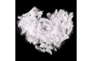 Suneast Lot de 300 Plumes d'oie pour Loisirs Créatifs, Attrape-Rêves, Boucles d'oreilles, Mariage, Festival, Décoration de Fête Prénatale - Blanc, 5-8cm