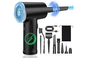 BESTOO Electric Compressed Air Duster Cordless Cleaner USB 9000mAh Rechargeable Battery, Suitable for Inflating, 90000 RPM for PC Electronics Keyboard Filter Element, Replaces Pray Gas Cans