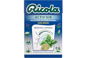 Ricola - Bonbons aux Plantes Suisses - Parfum Activ'Air Menthol Intense - Sans Sucres - 20 Boîtes de 50g