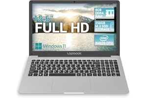 LAPBOOK 2023 Model 15.6" Full HD Windows 11 Home S Laptop - 8GB RAM 256GB SSD, AC WiFi, RJ45, Integrated Webcam - S15 N2 15 Inch Lightweight Laptop