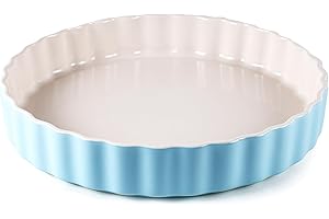 Hanseküche Quicheform Keramik 28 cm – Tarteform rund mit Antihaftbeschichtung und hohem Rand, Obstkuchenform, kratz und schnittfest, runde Backform, Wellenrand (Blau)