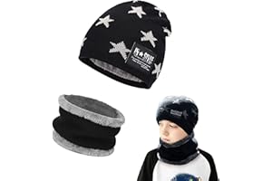AOMAIGAD Berretto Invernale per Bambini, Beanie Bambino Cappello con Sciarpa Set,Elastico in Maglia Beanie cap Scaldacollo,Cappelli Beanie Ragazzo Ragazza (Adatto per 6-15 Anni)