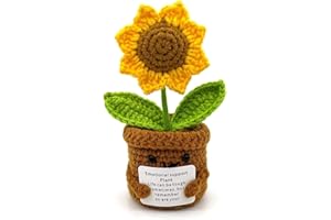 Positive Girasole Idea Regalo Compleanno- Creative Knitted Positive Girasole Doll- Gadget Scrivania Carino Portafortuna, Regali Originali per Laurea Collega Sorella Amica Ufficio