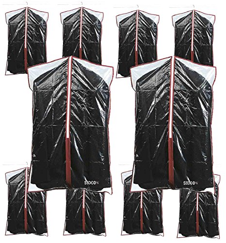 SIDCO ® 10 Stück Kleiderschutzhülle Kleidersack Schutzhülle transparent Mantelschutz ca. 60 x 92 cm