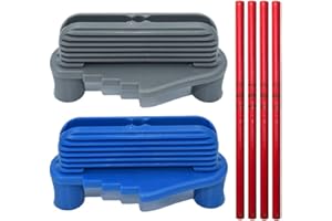 IANULUS Centre Offset Marking Tool, 2 Pieces Centre Marking Tool, Multi Function Center Scriber with 4 Pieces Red Pencil for Woodworking, Wood DIY, Drawing Edge Lines(Blue and Gray)
