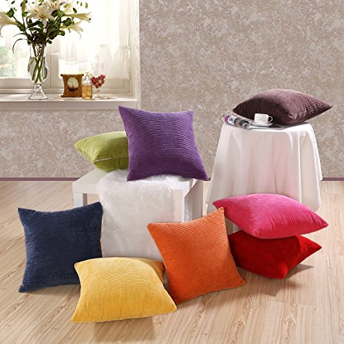 Zhiyuan Home dekorative Kordsamt Kissenbezug Stuhl zurück Kissenbezug 60x60cm,Gelb - 2