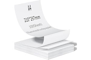 NefLaca Carta termica A4, 100 fogli per stampante termica, 210 x 297 mm, compatibile con M08F, M832, M835, Q302, MT800, MT800Q e altre stampanti portatili A4