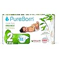 Pureborn Organic Natural Bamboo Baby Disposable Diapers-Size 2 From 3 to 6 Kg - 128 pcs_Assorted_Master Value Pack_Premium Super Soft_ Maximum Leakage protection_Eco friendly Nappies_NB Essentials