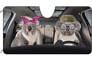 BAGEYOU Car Front Windshield Sunshade Cute Koala Couple Decor Vehicle Sun Shade Visor UV Ray Reflector Sun Protector, Keep Vehicle Cool, 55" x 30"