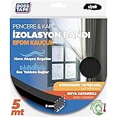 Boss Tape EPDM Kau&ccedil;uk Pencere Kapi Izolasyon Bandi, 5mm X 15mm X 5mt Boyut, Siyah