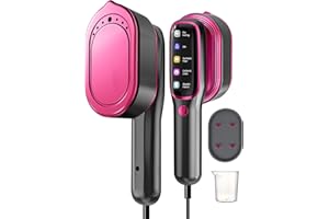 QWUE Travel Steamer for Clothes,Portable 2 In 1 Clothes Steamer,18S Fast Heat-up 1200W Travel Steamer Iron,90° Rotatable Handle,5 Modes,LED Display,15 Minutes of Continuous Steam for Travel and Home