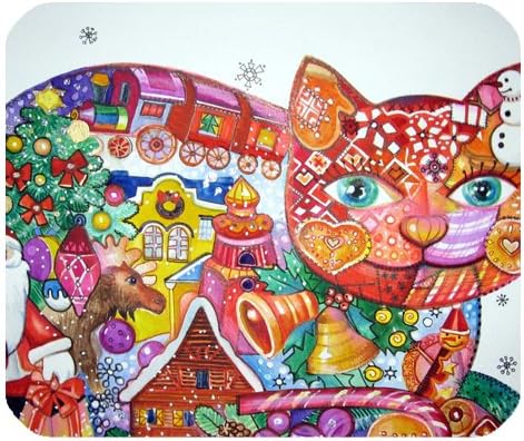 Colorful Cat Christmas Custom Rectangle Rubber Mousepad Gaming Mouse Pad