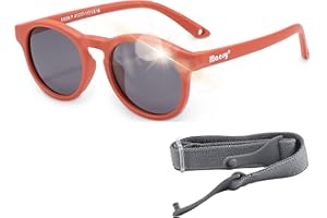 Maesy Gafas de Sol para Bebé y Niño, 1-3 Años, Protección Polarizada UV400, Montura Flexible y Blanda, Cinta Elástica Ajustable, Gafas de Sol Seguras y Cómodas para Niños, Bowi