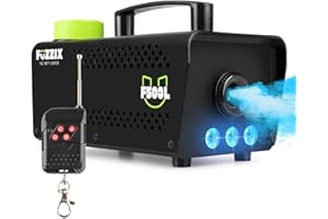 Fuzzix F503L Máquina de Humo con 3 LED RGB (rojo, verde y azul). Maquina de humo con Control Remoto inalámbrico. Maquina humo efectos RGB para Fiestas Halloween, Bodas, Escenarios, Discoteca, DJ