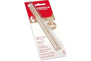 Mavala - Pack de 5 Bâtonnets Repousse-Cuticule - Accessoires Manucure en Bois de Bouleau - 1 Pointe Biseautée, 1 Pointe Taillée - Enlève les Peaux Mortes - 5pcs