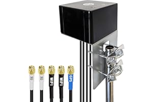 Maswell Combo 2X2 MIMO Antenna, Up to 6dBi, Omni 600-8000MHz, 1561.098-1602MHz GNSS and MIMO WiFi and MIMO 3G 4G LTE 5G for Hotspots, Routers, Gateways, Home Internet, WiFi 7 Ready (Full Kit)