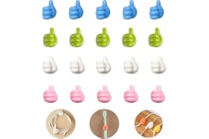 MEETTIKEY 20 Ganchos Para Gestos de Mano, Soporte Para Cables, Adhesivo, Multiusos, Juego de Gestión de Cables Ganchos de Pared para Pulgar para Escritorio, Cables de Alimentación, Cables de Carga