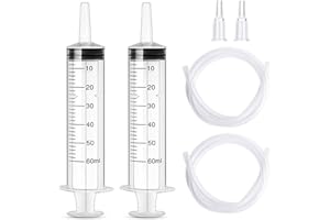 RELLAND Seringue 60ml 2pcs Plastique réutilisables Seringue Liquide pour animal de compagnie alimentation usine arrosage industrie jardin laboratoire