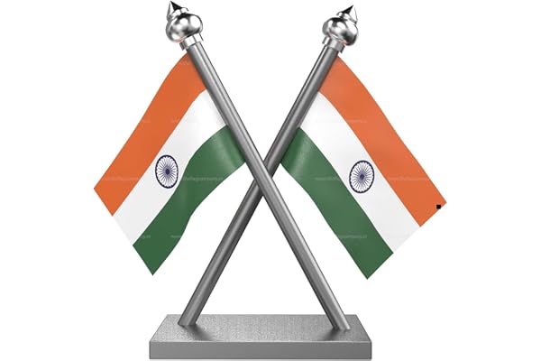 The Flag Company India Car Dashboard Flag | 2 x 3 Inch Bharat Tiranga with Dashboard Stand | Indian National Tricolor Display