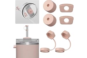 Nearockle 6 sztuk silikonowych pokrywek na słomkę, ochrona przed wyciekiem, kompatybilne z kubkami Stanley Quencher H2.0, 850 ml i 1,2 l, akcesoria FlowState (różowe)