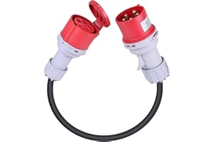 SWAWIS 32A Mâle sur 16A Femelle Câble Adaptateur CEE, 0.6m 400V IP44 Aptateur Courant Fort, 5 Broches CEE Fiche pour Industrie Ateliers Chantiers, H07RN-F 5G 2.5mm²