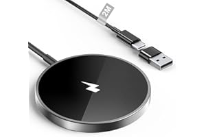 KINPEE Mag-Safe ładowarka 15 W, szybka bezprzewodowa ładowarka magnetyczna kompatybilna z iPhone 17/16/15/14/13/12/11/Pro Max/XR/X/8 Plus Series AirPods 3/2/Pro, z dwoma portami ładowania, czarna